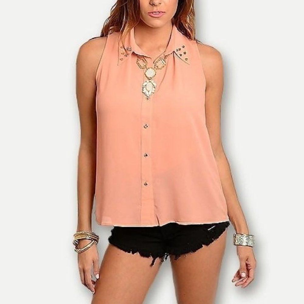 *Clearance* Ark & Co Coral Studded Blouse